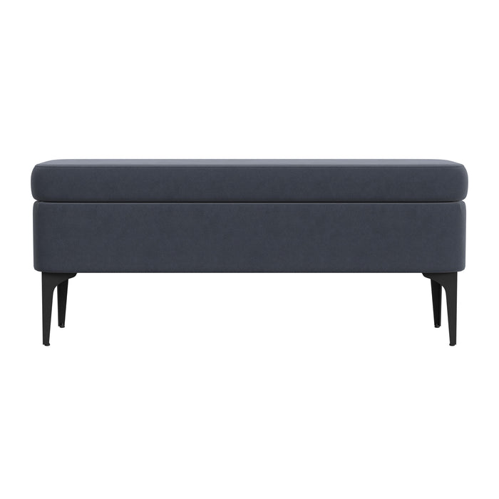 HomePop Large Modern Storage Bench - Blue Velvet