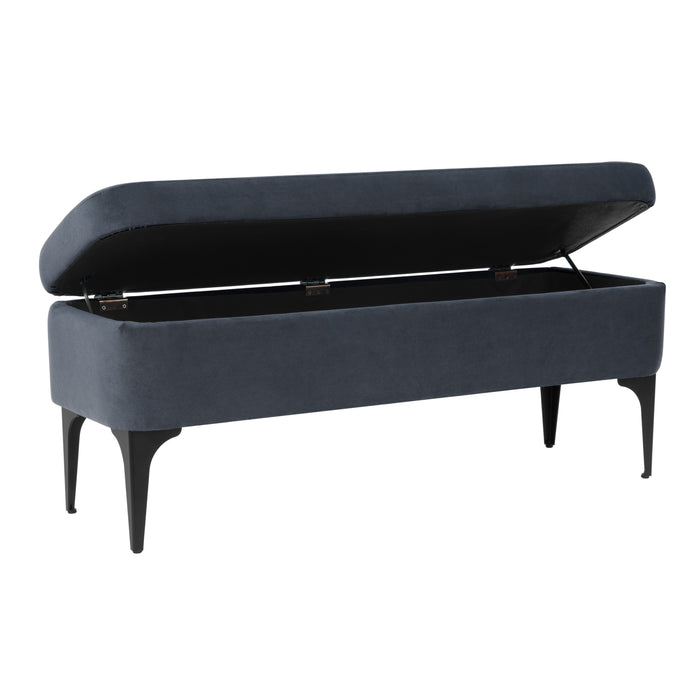 HomePop Large Modern Storage Bench - Blue Velvet