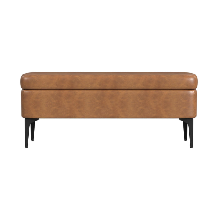 HomePop Large Modern Storage Bench - Carmel Faux Leather