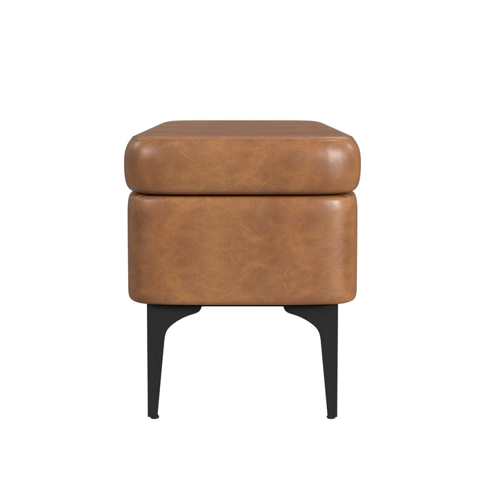 HomePop Large Modern Storage Bench - Carmel Faux Leather