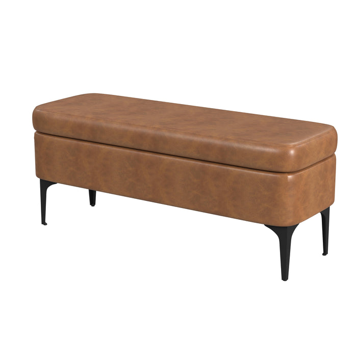 HomePop Large Modern Storage Bench - Carmel Faux Leather