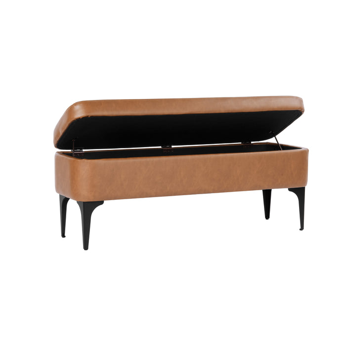 HomePop Large Modern Storage Bench - Carmel Faux Leather
