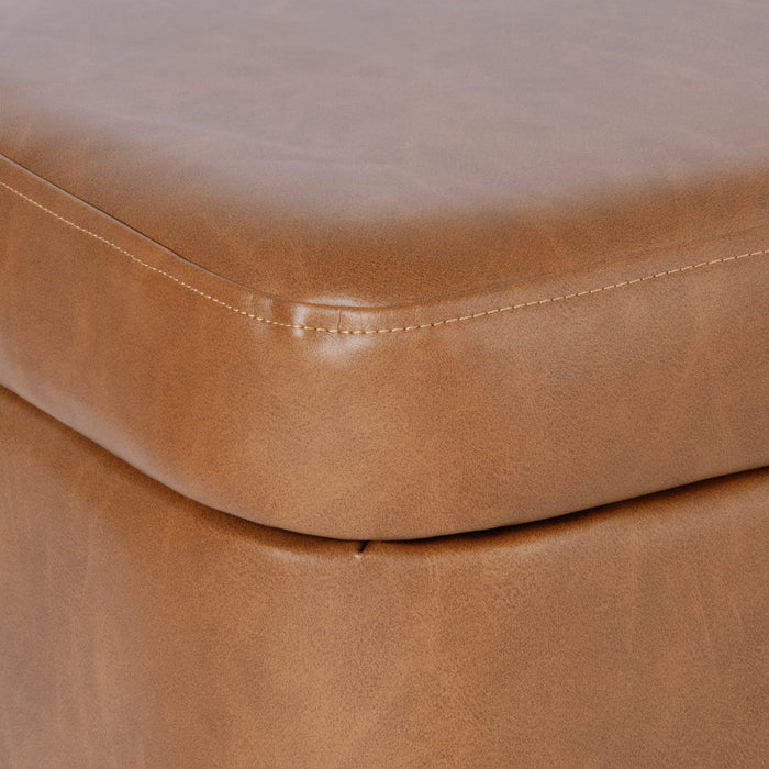 HomePop Large Modern Storage Bench - Carmel Faux Leather