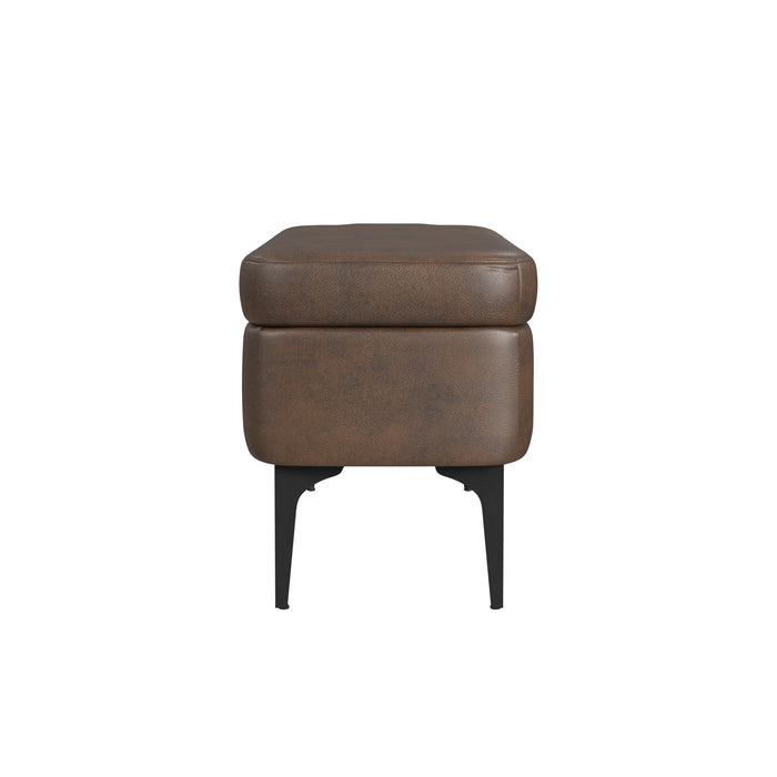 HomePop Large Modern Storage Bench - Brown Faux Leather
