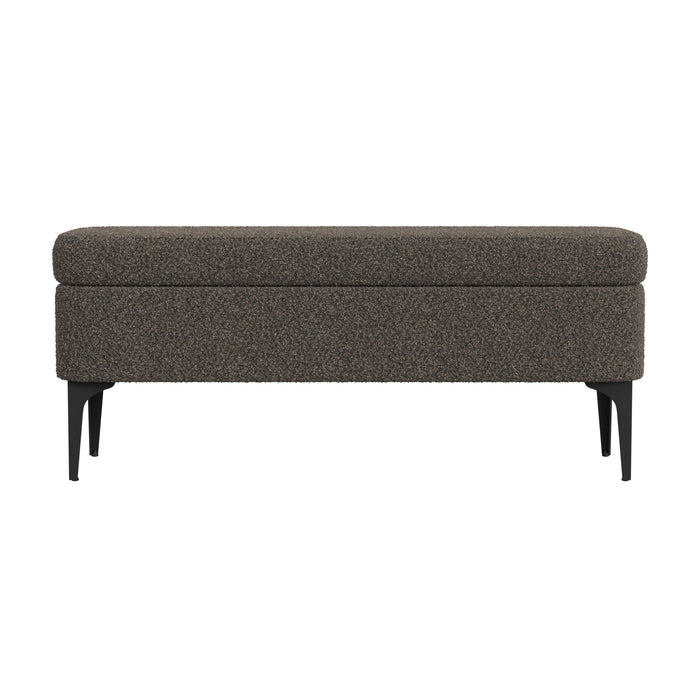 HomePop Large Modern Storage Bench - Dark Brown Boucle