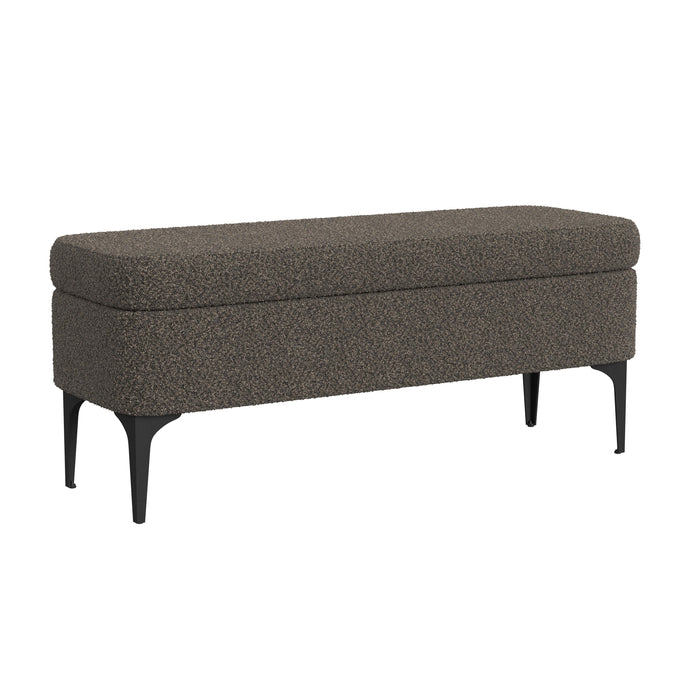 HomePop Large Modern Storage Bench - Dark Brown Boucle
