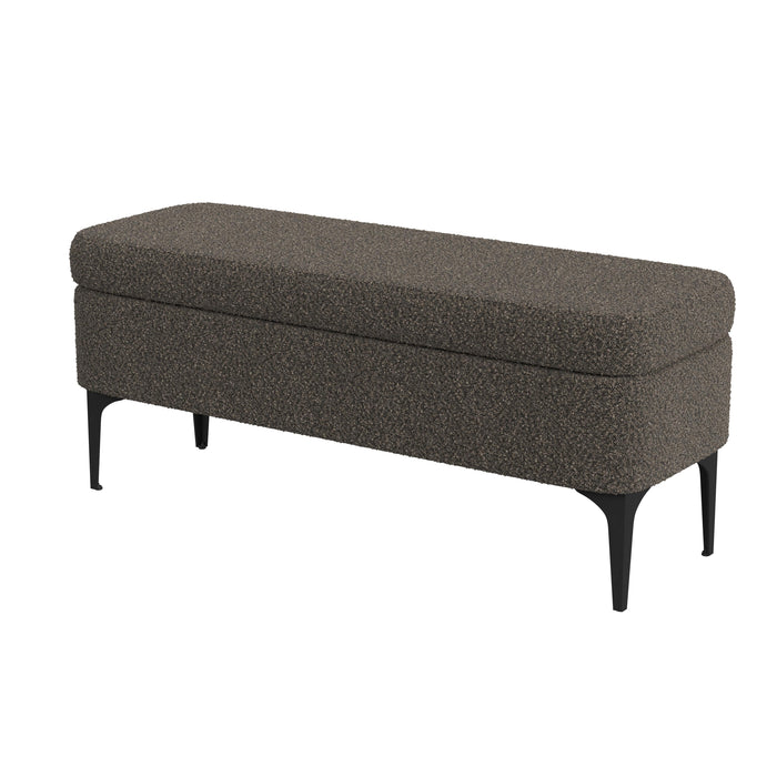 HomePop Large Modern Storage Bench - Dark Brown Boucle