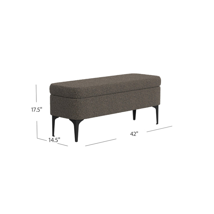 HomePop Large Modern Storage Bench - Dark Brown Boucle