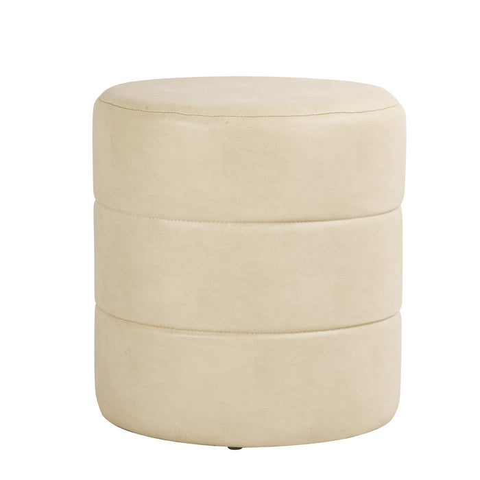 HomePop Upholstered Round Ottoman - Cream Faux Leather