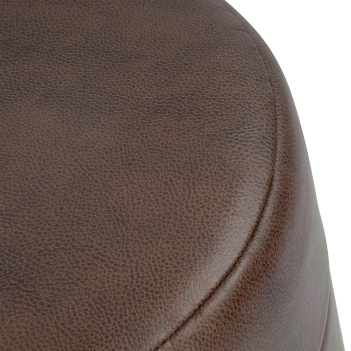 HomePop Upholstered Round Ottoman - Brown Faux Leather