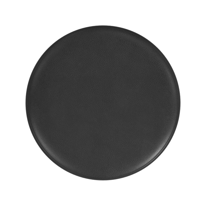 HomePop Upholstered Round Ottoman - Black Faux Leather