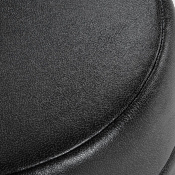 HomePop Upholstered Round Ottoman - Black Faux Leather