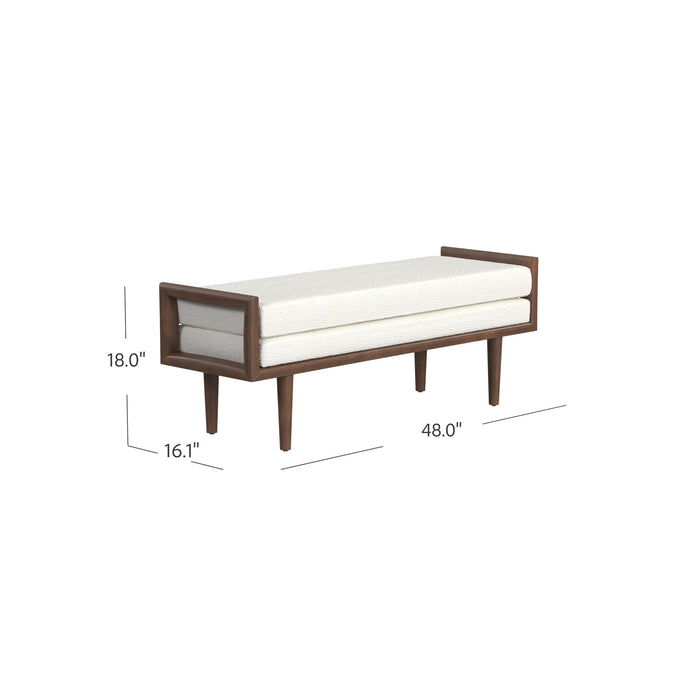 HomePop upholstered Bench with Wood Base - Cream Boucle