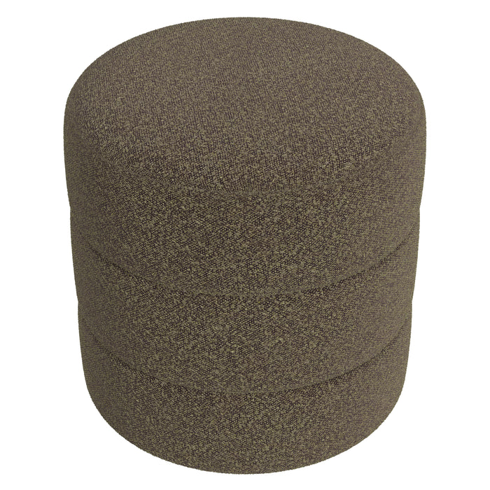 HomePop Upholstered Round Ottoman- Dark Brown Boucle