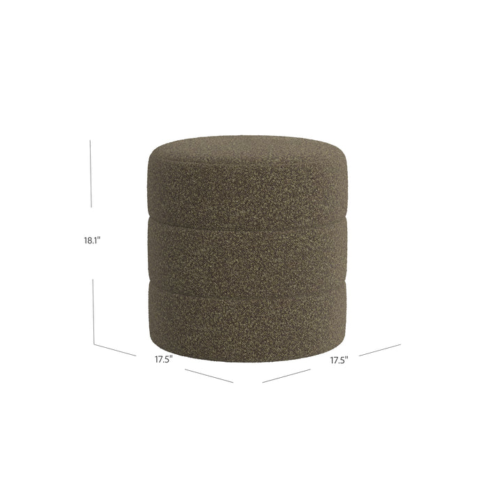 HomePop Upholstered Round Ottoman- Dark Brown Boucle