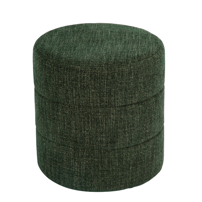 HomePop Upholstered Round Ottoman - Green Woven Fabric