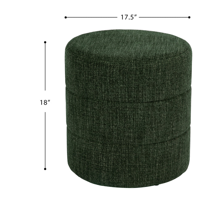 HomePop Upholstered Round Ottoman - Green Woven Fabric