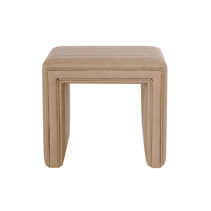 HomePop Modern Channel Ottoman - Sand Faux Leather