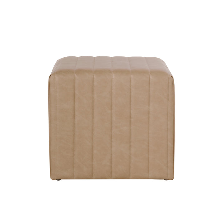 HomePop Modern Channel Ottoman - Sand Faux Leather