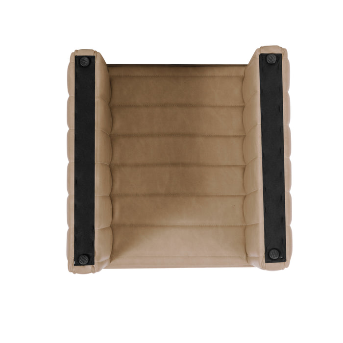 HomePop Modern Channel Ottoman - Sand Faux Leather