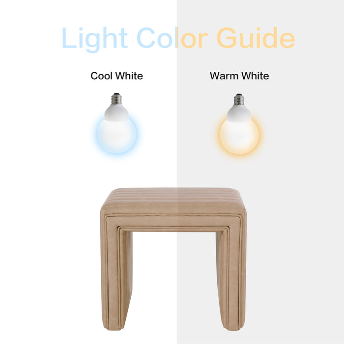 HomePop Modern Channel Ottoman - Sand Faux Leather