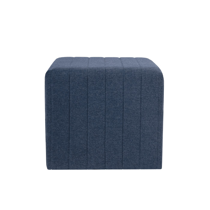 HomePop Modern Channel Ottoman - Blue Woven Fabric