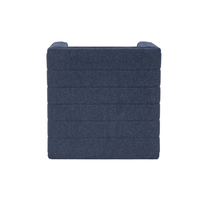 HomePop Modern Channel Ottoman - Blue Woven Fabric