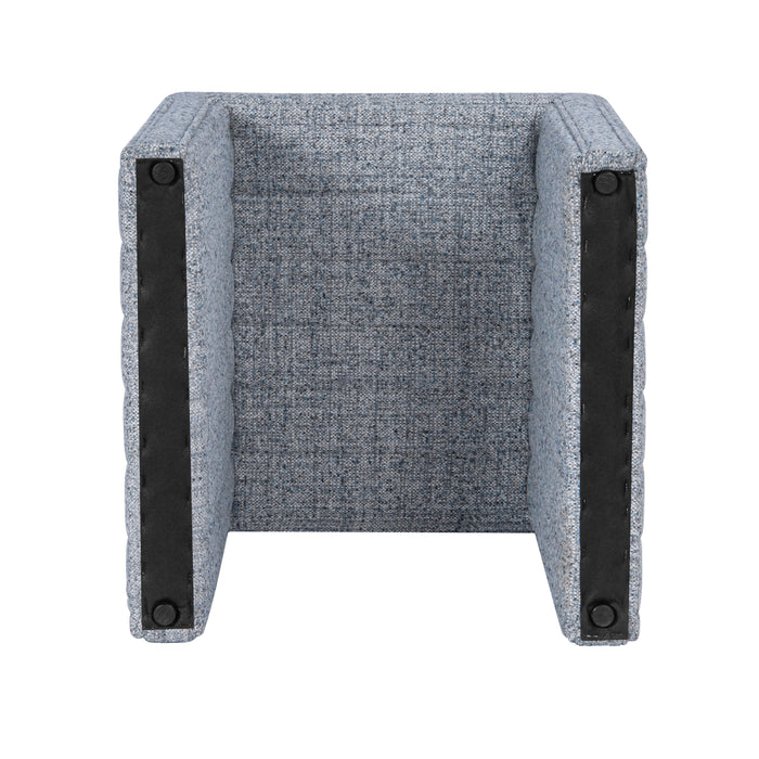 HomePop Modern Channel Ottoman - Blue Gray Woven Fabric