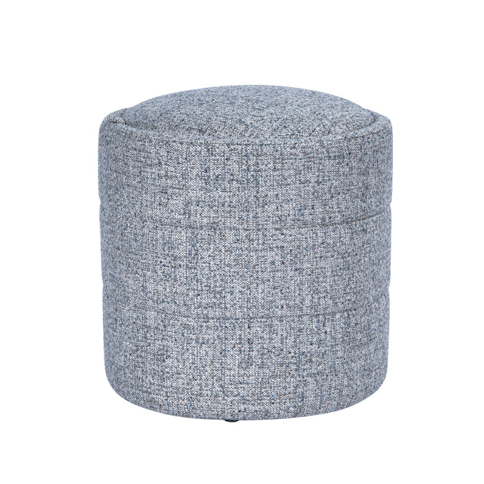 HomePop Storage Round Ottoman - Blue Gray Woven Fabric