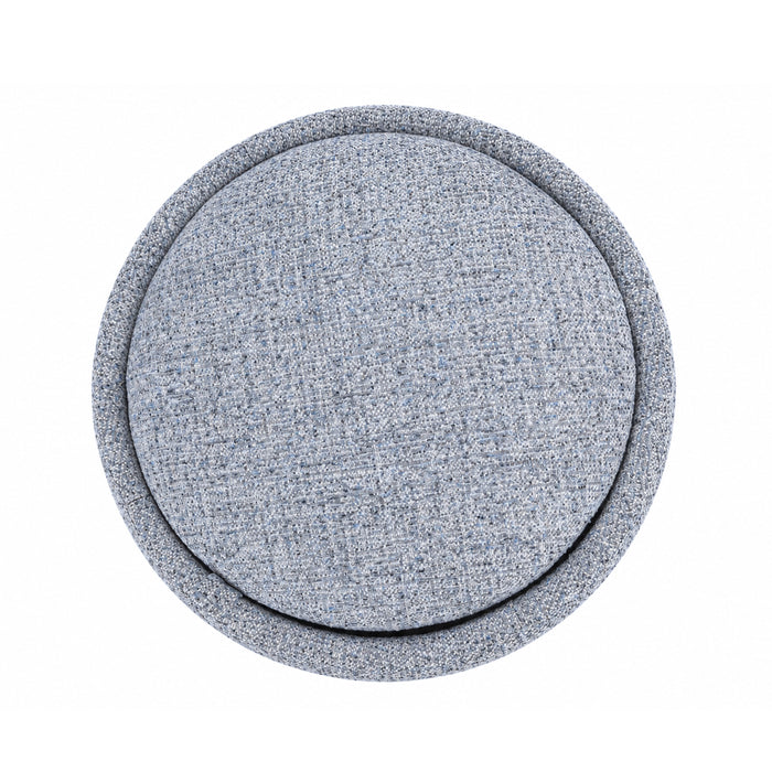 HomePop Storage Round Ottoman - Blue Gray Woven Fabric