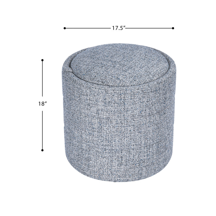 HomePop Storage Round Ottoman - Blue Gray Woven Fabric