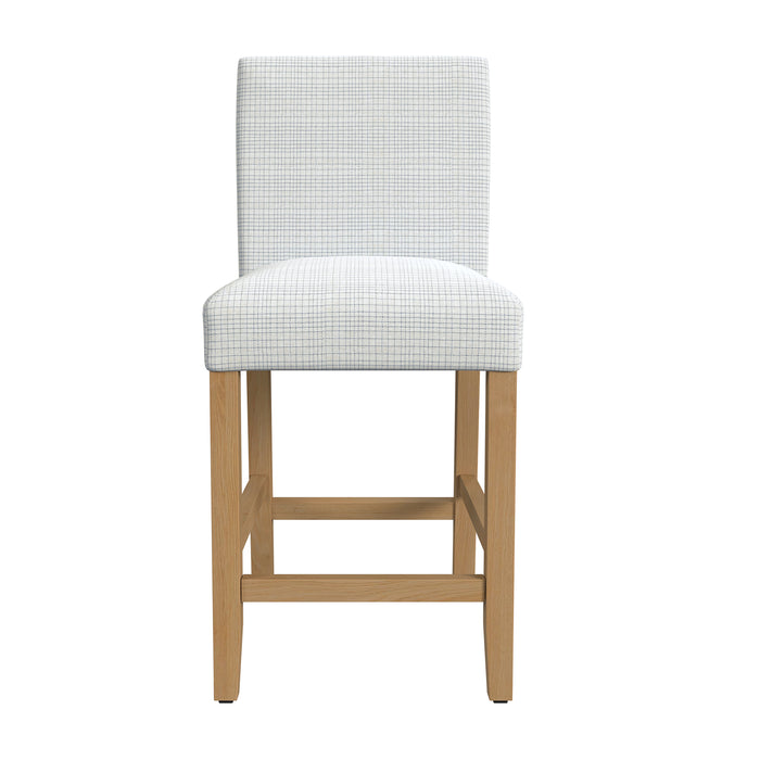 HomePop Classic Upholstered Counterstool-Cream Mini Grid Pattern