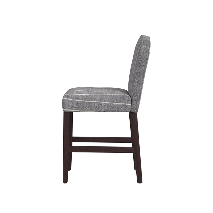 HomePop Rounded back Upholstered Counterstool-Midnight Woven Stripe
