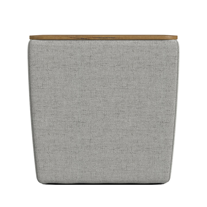 HomePop Storage Ottoman with Wood Top - Gray Woven