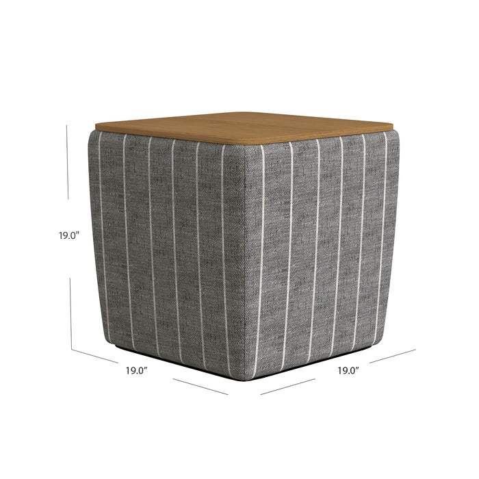 HomePop Storage Ottoman with Wood Top - Midnight Woven Stripe