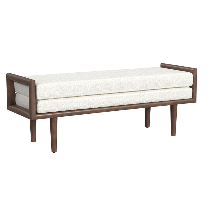 HomePop upholstered Bench with Wood Base - Cream Boucle