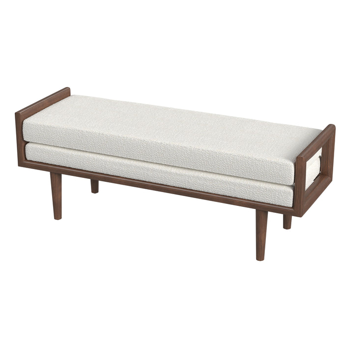 HomePop upholstered Bench with Wood Base - Cream Boucle