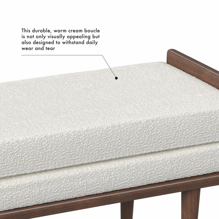 HomePop upholstered Bench with Wood Base - Cream Boucle