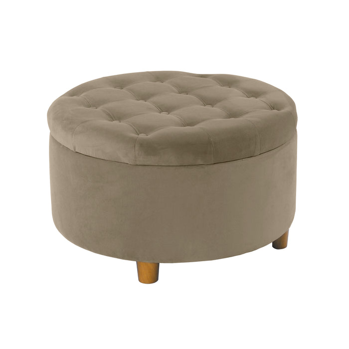 HomePop Round Storage Ottoman - Fawn Velvet