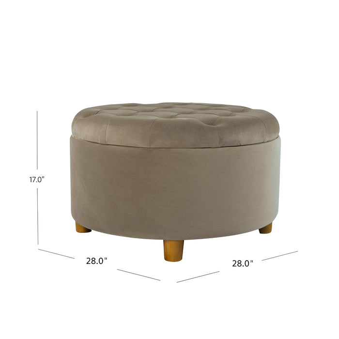 HomePop Round Storage Ottoman - Fawn Velvet