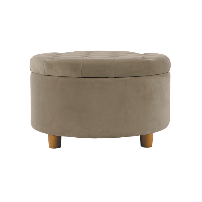 HomePop Round Storage Ottoman - Fawn Velvet