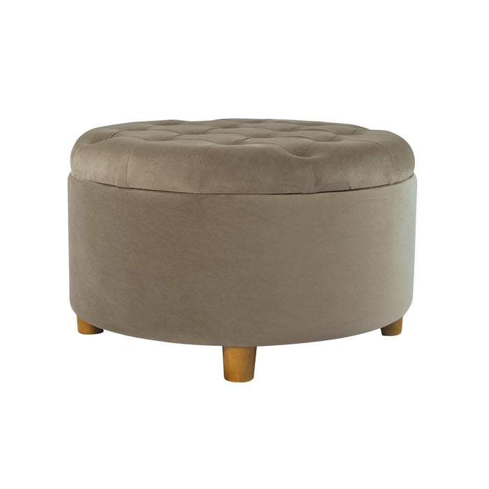 HomePop Round Storage Ottoman - Fawn Velvet