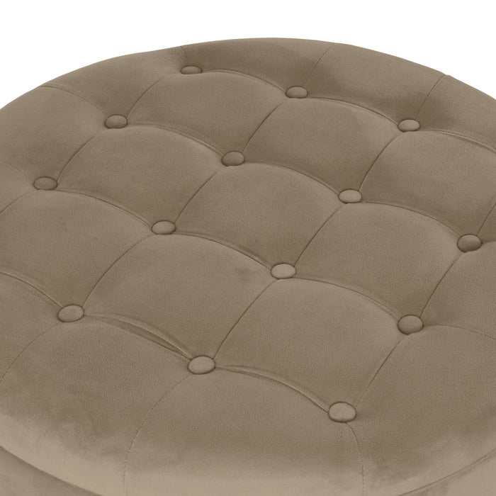 HomePop Round Storage Ottoman - Fawn Velvet