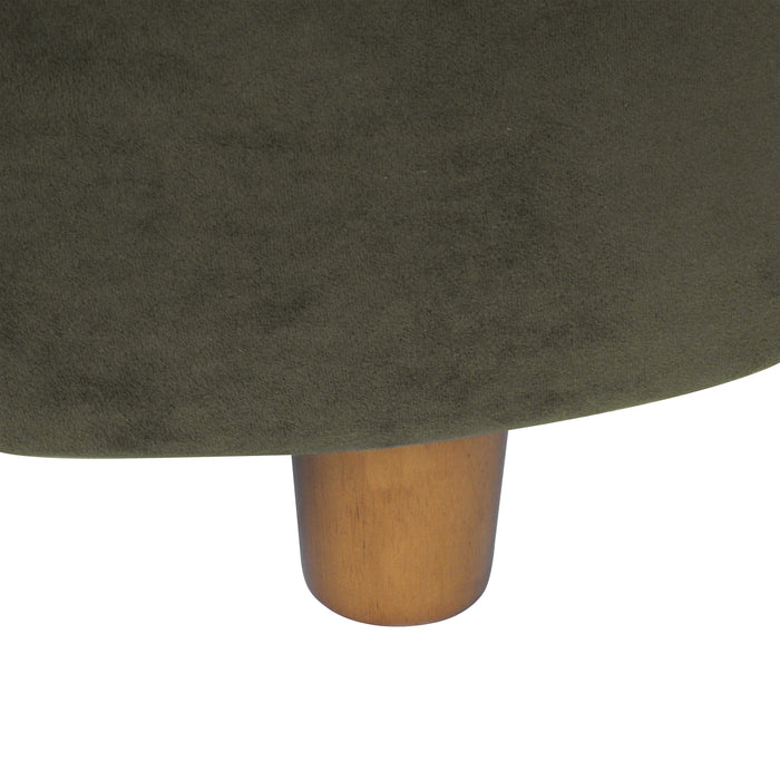 HomePop Round Storage Ottoman - Loden Green Velvet