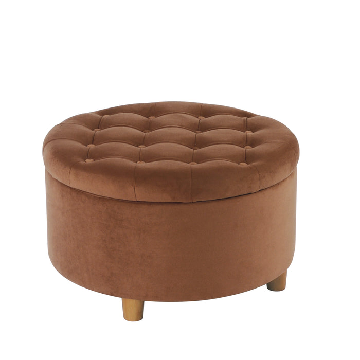 HomePop Round Storage Ottoman - Spice Velvet