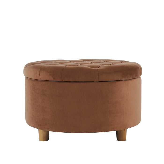 HomePop Round Storage Ottoman - Spice Velvet