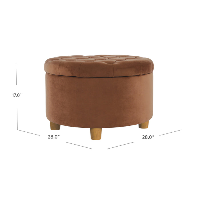 HomePop Round Storage Ottoman - Spice Velvet