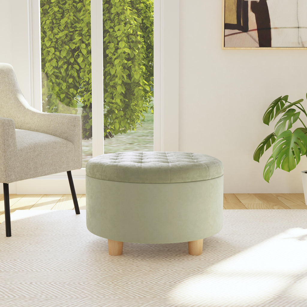 Sage green pouf deals ottoman