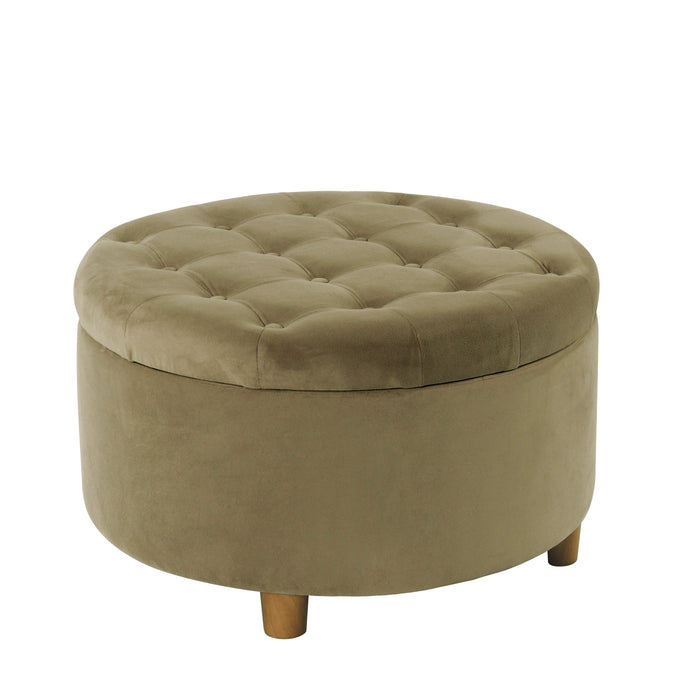 HomePop Round Storage Ottoman - Light Sage Green Velvet