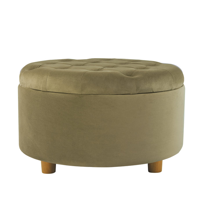 HomePop Round Storage Ottoman - Light Sage Green Velvet